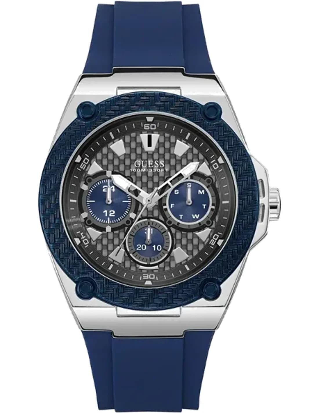 Guess Legacy W1049G1 Men's Watch Blue Silicone Strap Multifunction Dial