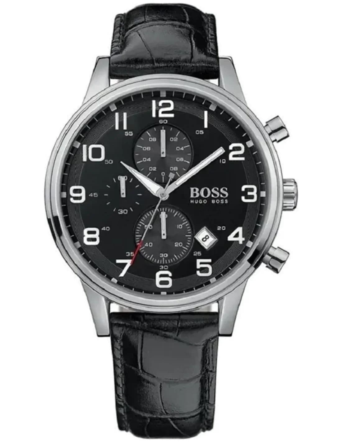Hugo Boss 1512448 montre homme, au cadran noir et bracelet cuir noir