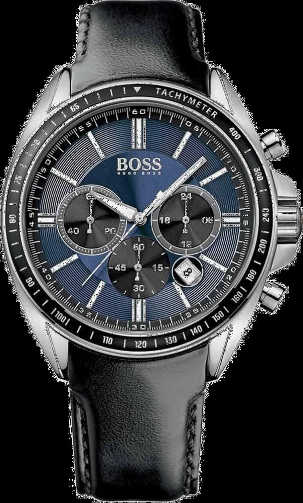 Hugo Boss 1513077 montre homme, cadran bleu sur bracelet cuir noir