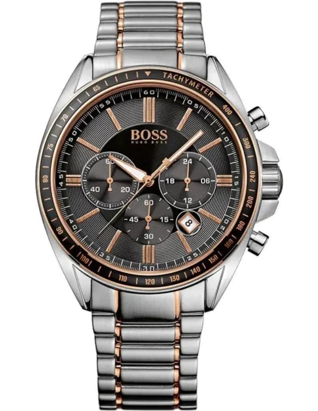 Montre Hugo Boss 1513094 Cadran Noir et Détails Or Rose