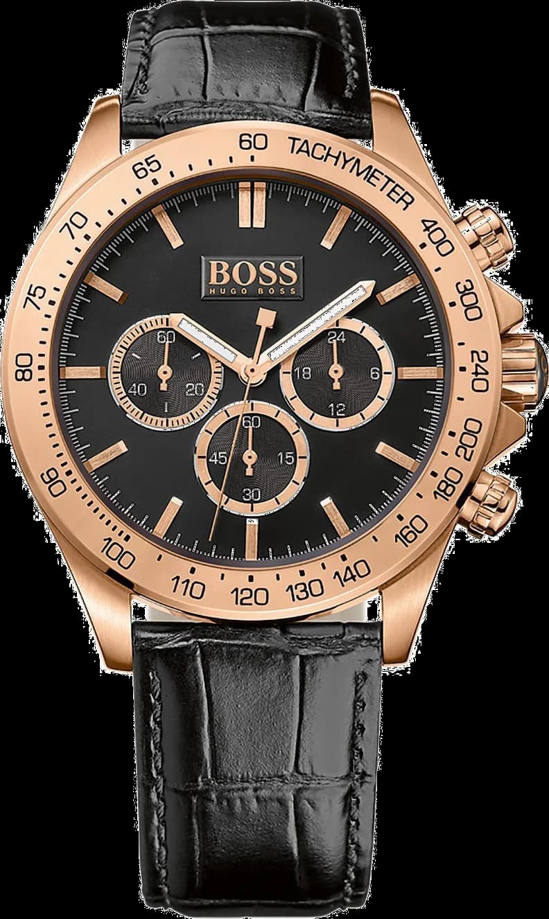 Hugo Boss 1513179 montre homme, cadran noir et bracelet cuir mat