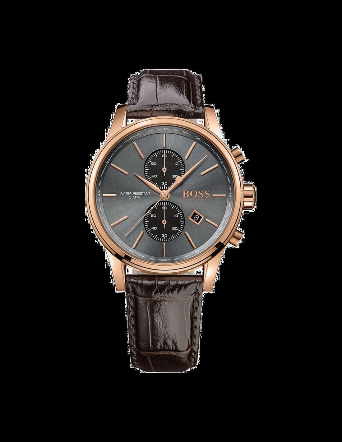 Hugo Boss 1513281 montre homme, cadran ardoise noir et bracelet cuir marron