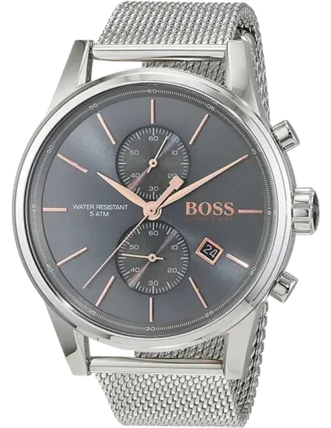 Hugo Boss 1513440 Anthracite Chronograph Watch with Milanese maille milanaise Strap