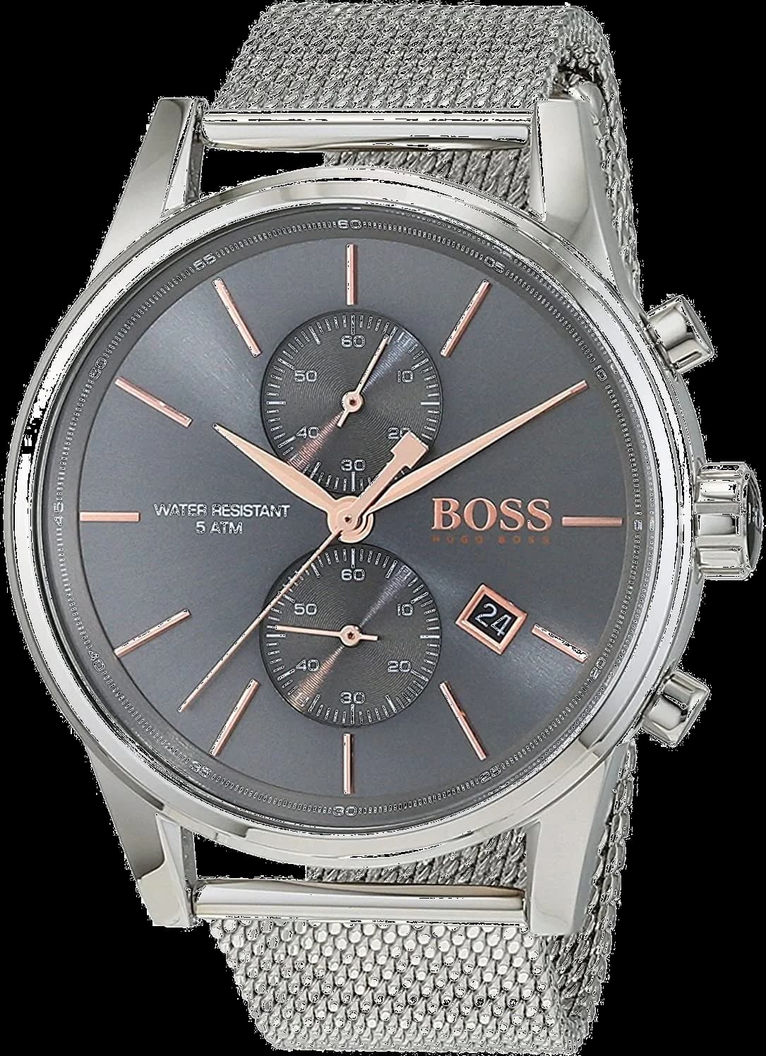 Hugo Boss 1513440 montre homme, chronographe gris à maille milanaise