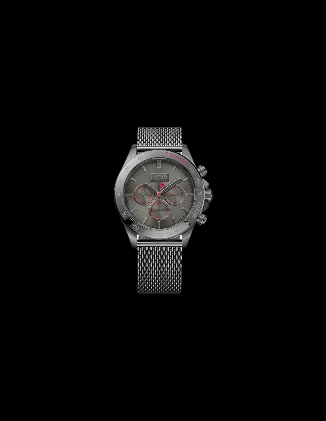 Hugo Boss 1513443 montre homme, à maille milanaise et cadran gris