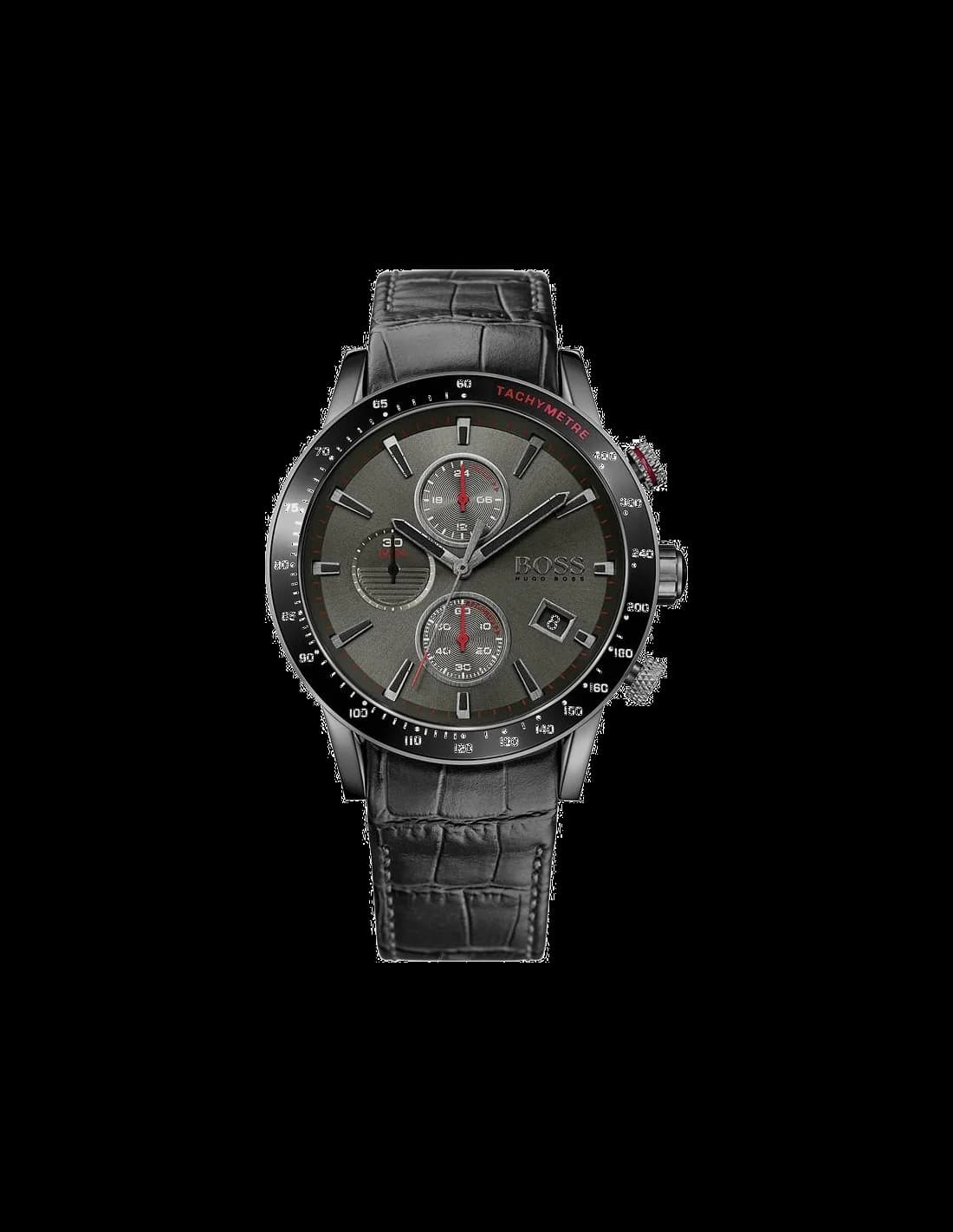 Hugo Boss 1513445 montre homme, chronographe sport cadran noir bracelet cuir