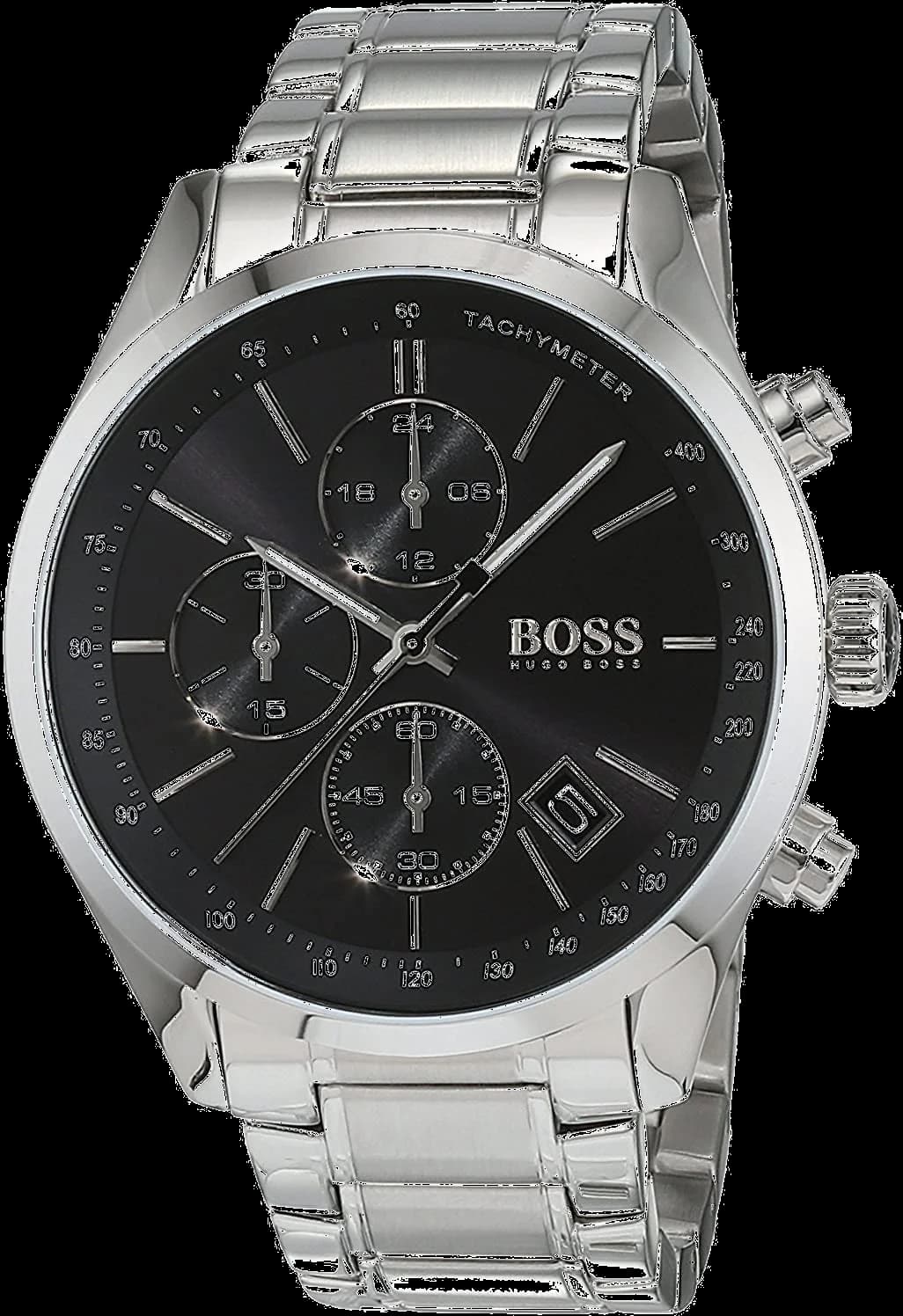 Hugo Boss 1513477 montre homme, chronographe sport, cadran noir, bracelet acier