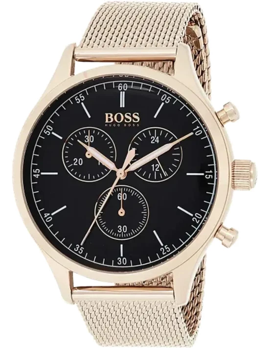 Hugo Boss 1513548 Watch in Rose Gold Plated Stainless Steel and Milanese maille milanaise