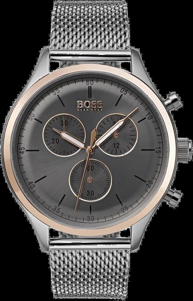 Hugo Boss 1513549 montre homme, cadran gris sur maille milanaise