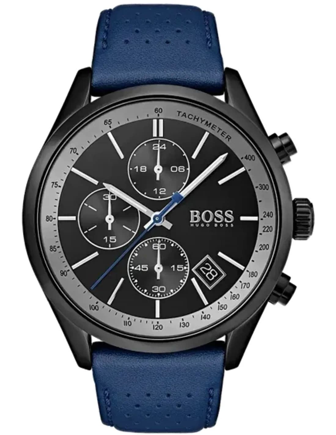Hugo Boss 1513563 Grand Prix Chronograph Watch in Stainless Steel and Blue Silicone
