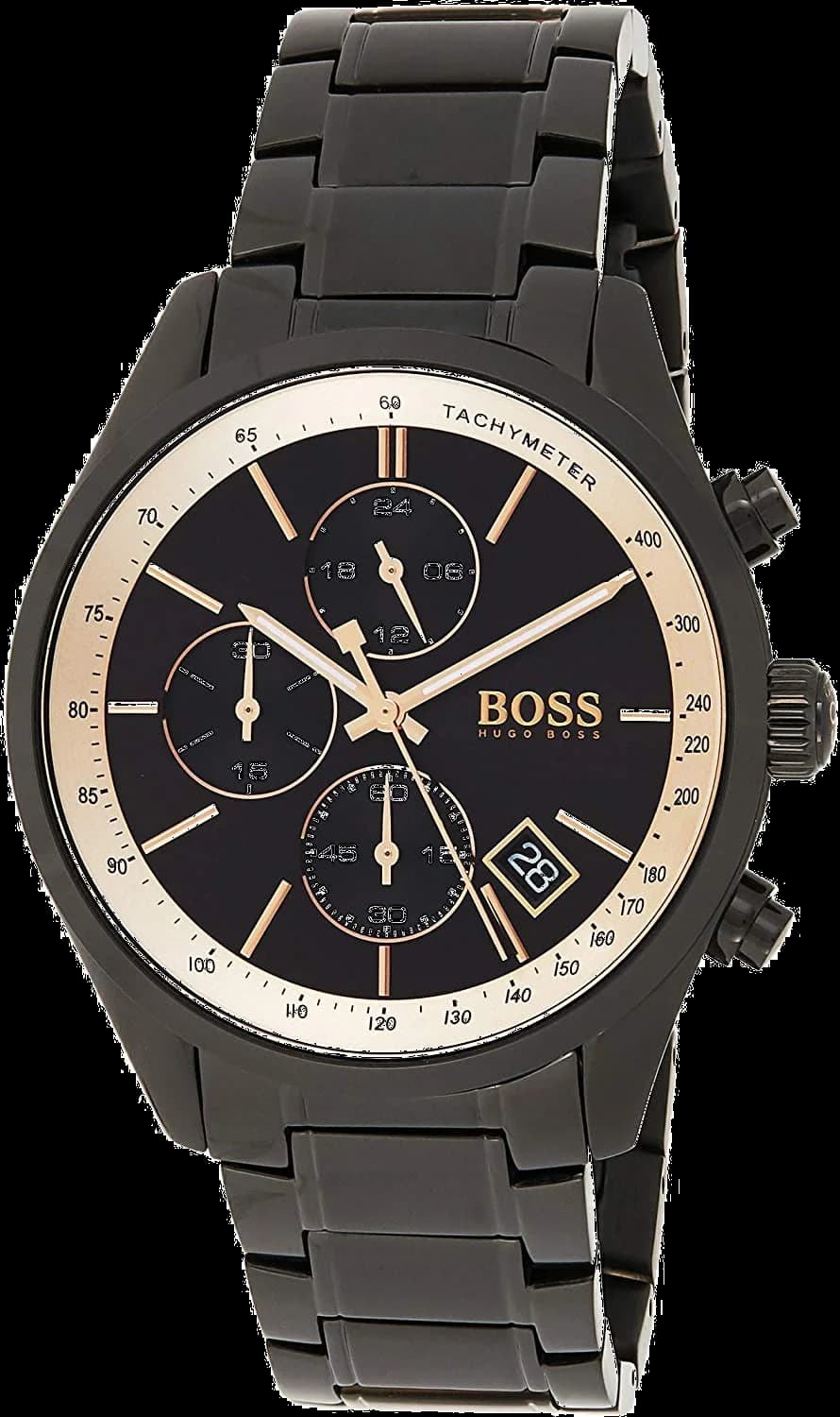 Hugo Boss 1513578 montre homme, cadran noir, bracelet cuir perforé