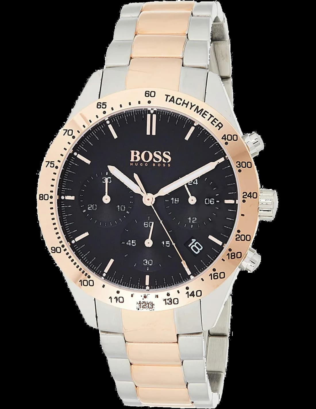Hugo Boss 1513584 montre homme, chronographe cadran noir bi-ton
