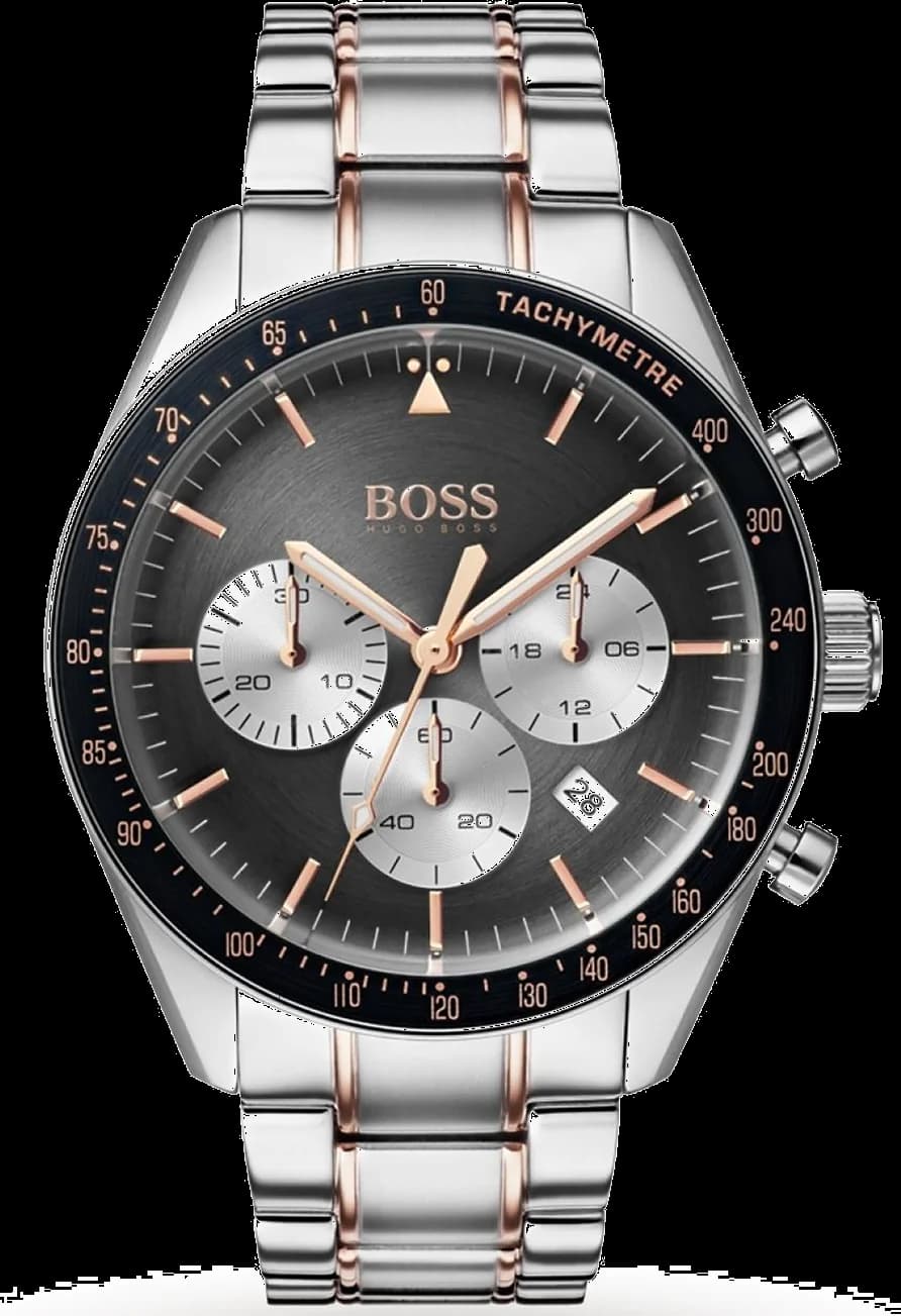 Hugo Boss 1513634 montre homme, cadran gris, bracelet acier bi-ton or rose