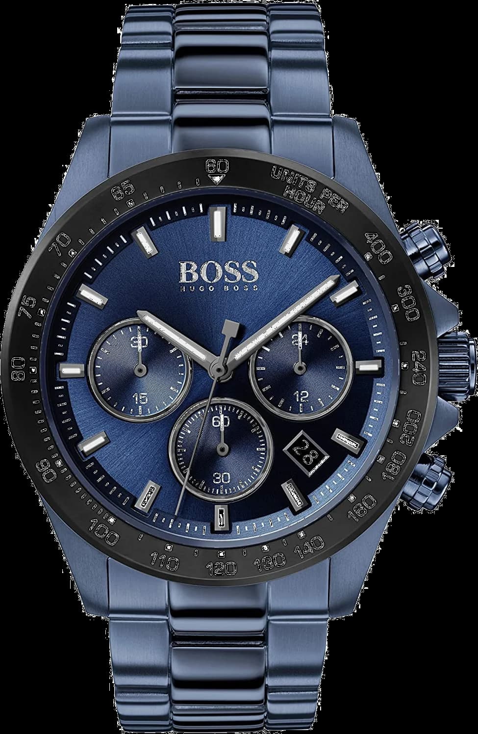 Hugo Boss 1513758 montre homme, chronographe cadran bleu nuit acier