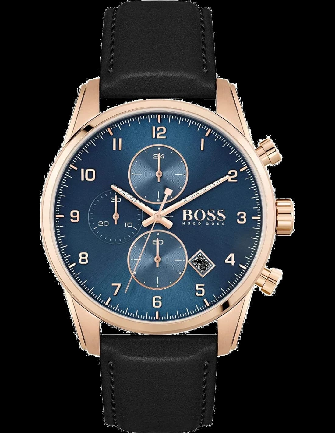 Hugo Boss 1513783 montre homme, cadran bleu sur cuir