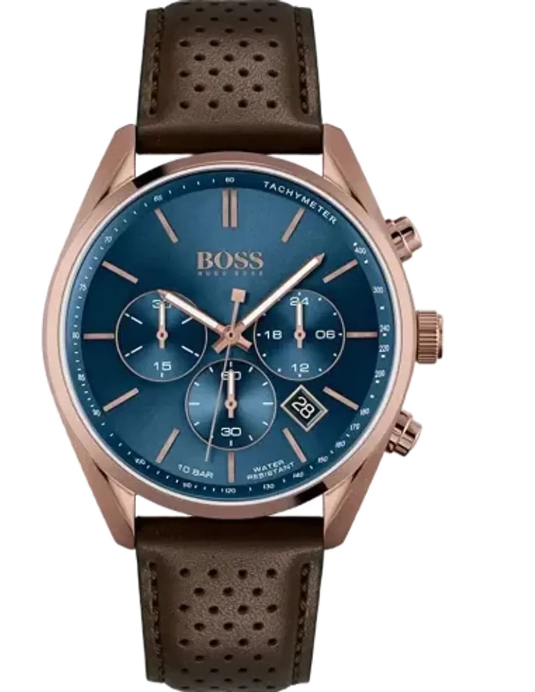 Hugo Boss Champion 1513817 brown perforated leather strap men's watch