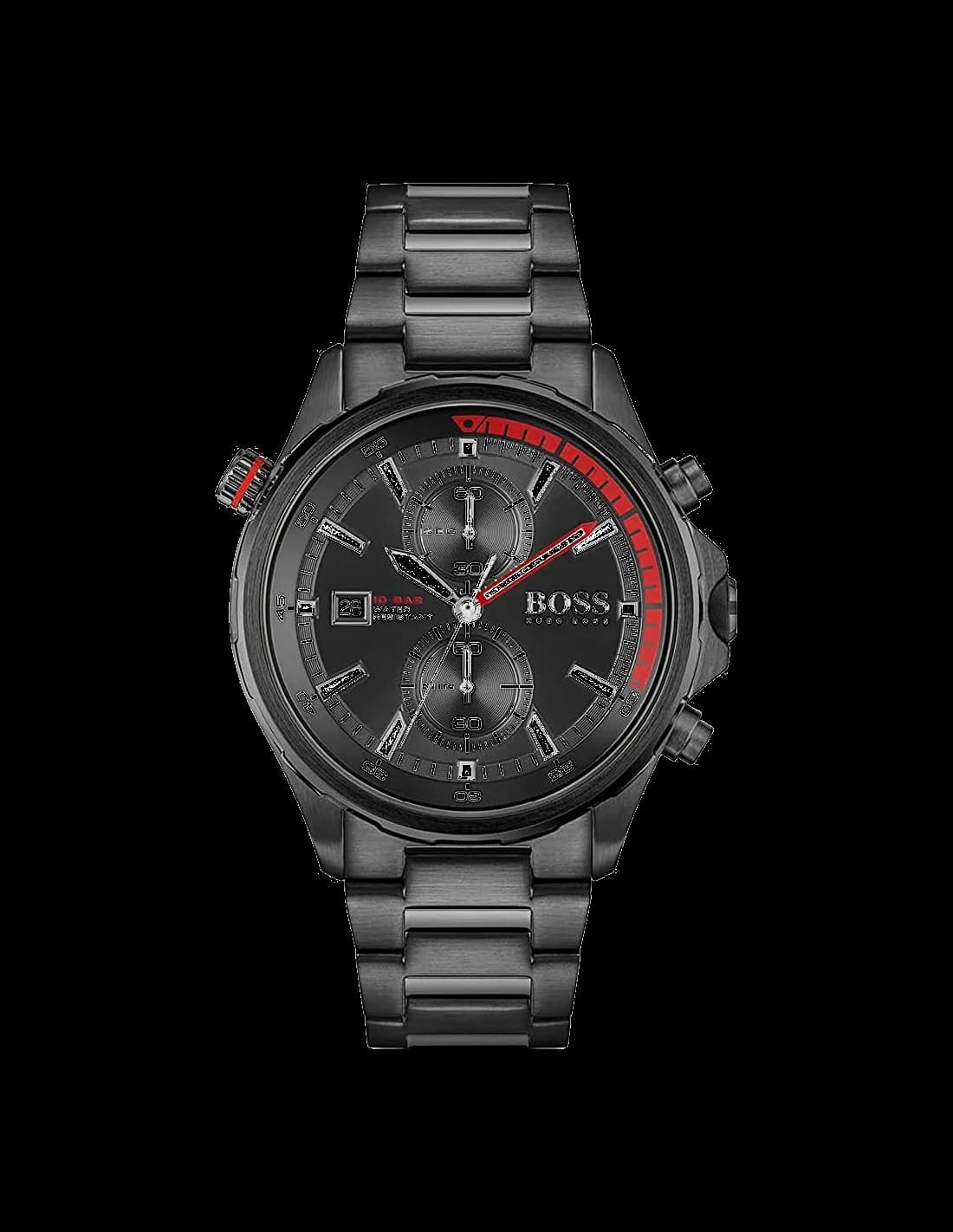 Hugo Boss 1513825 montre homme, chronographe noir sur bracelet acier sobre