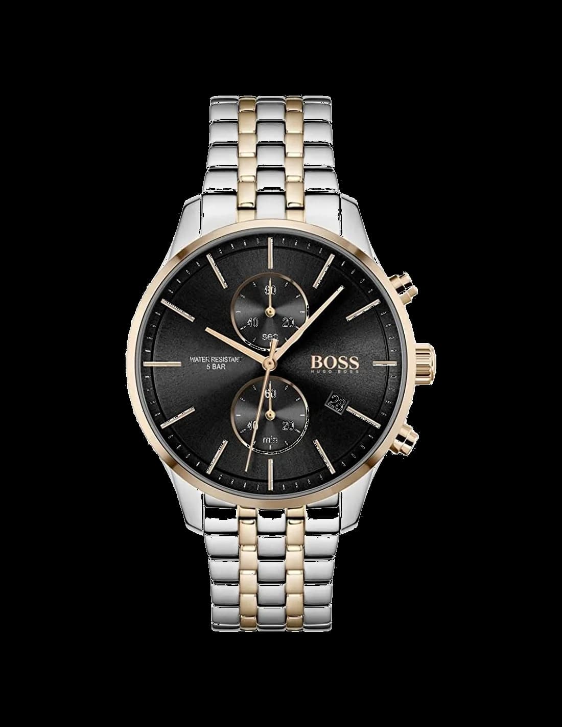 Hugo Boss 1513840 montre homme, chronographe bicolore noir sur acier