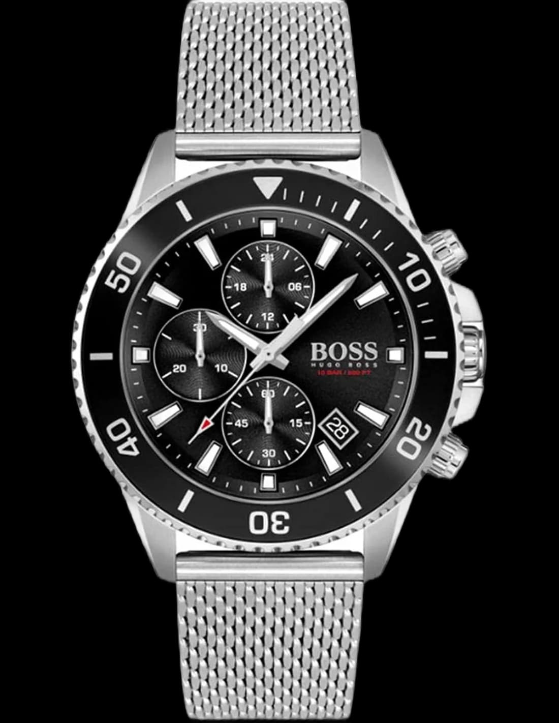 Hugo Boss 1513904 montre homme, cadran noir, bracelet acier, design Admiral