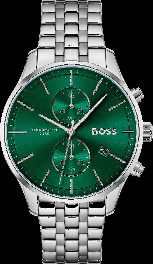 Hugo Boss 1513975 montre homme, chronographe au cadran vert