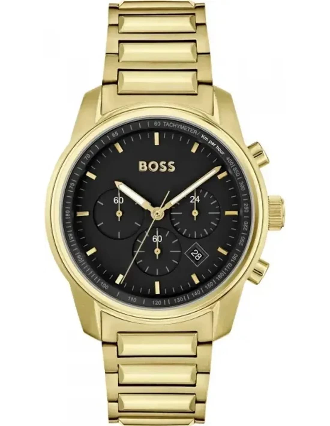 Hugo Boss 1514006 montre homme, au cadran noir multifonction et bracelet acier
