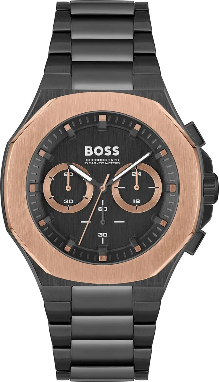 Hugo Boss 1514090 montre homme, acier inoxydable noir brossé, cadran bronze