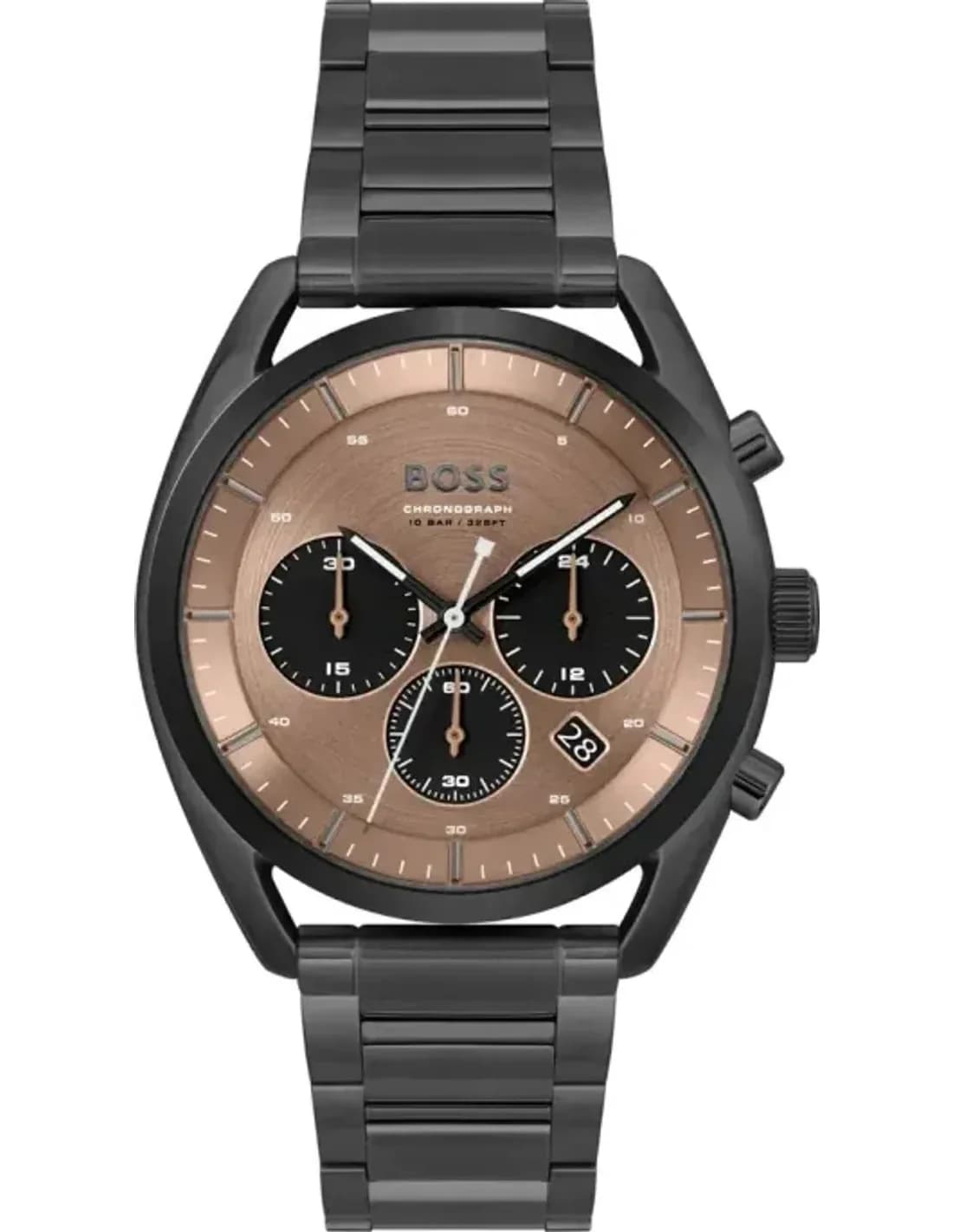 Hugo Boss 1514095 montre homme, au cadran bronze et bracelet acier noir