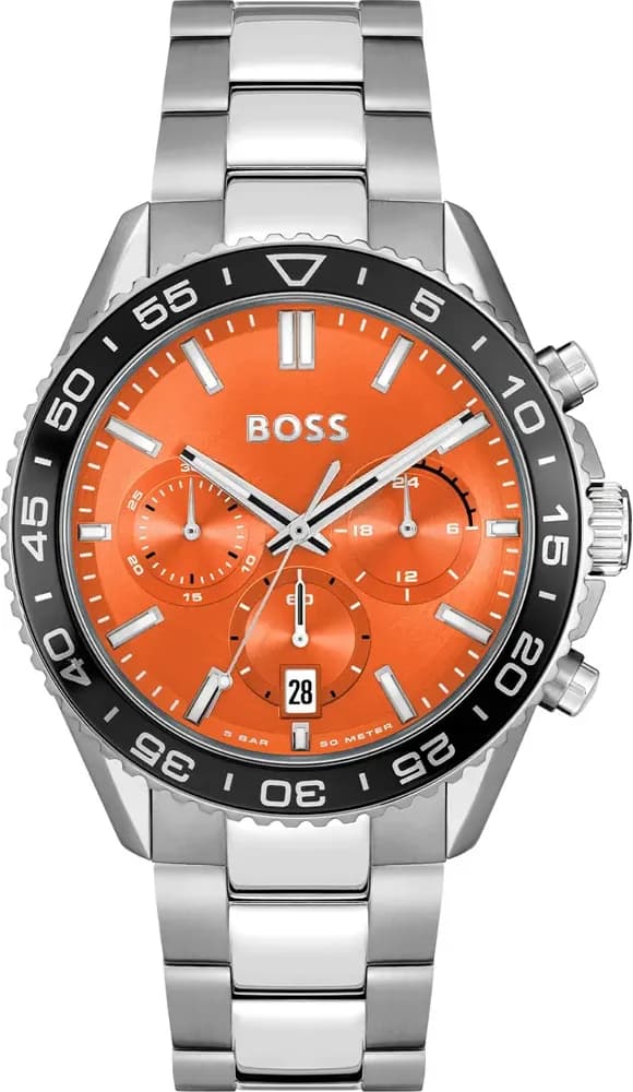Hugo Boss 1514162 montre homme, au bracelet acier et cadran orange