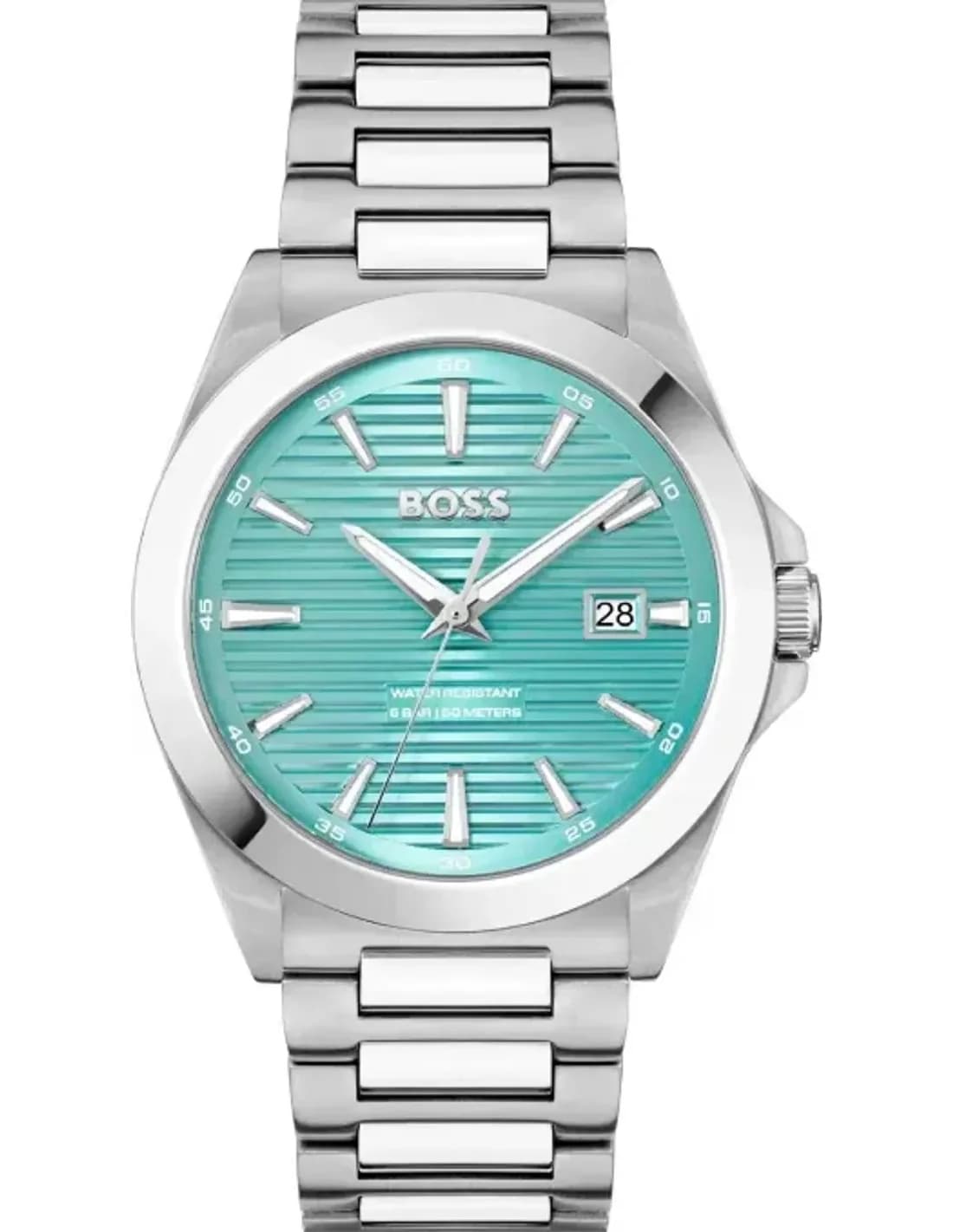 Hugo Boss 1514171 Strike Silver Steel and Turquoise Dial Watch