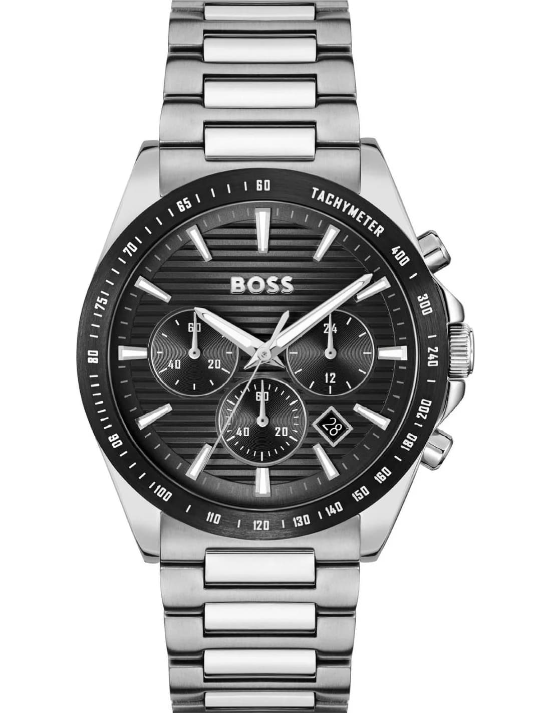 Hugo Boss 1514290 montre homme, cadran noir, bracelet acier, chronographe