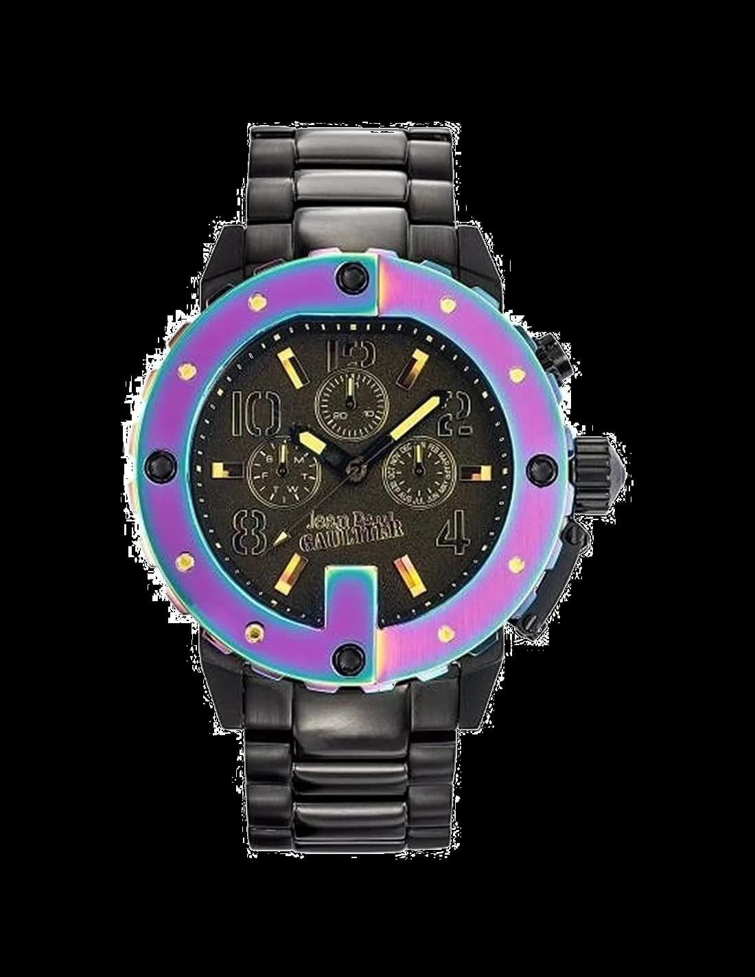 Jean Paul Gaultier 8500210 montre homme, cadran noir sur bracelet acier