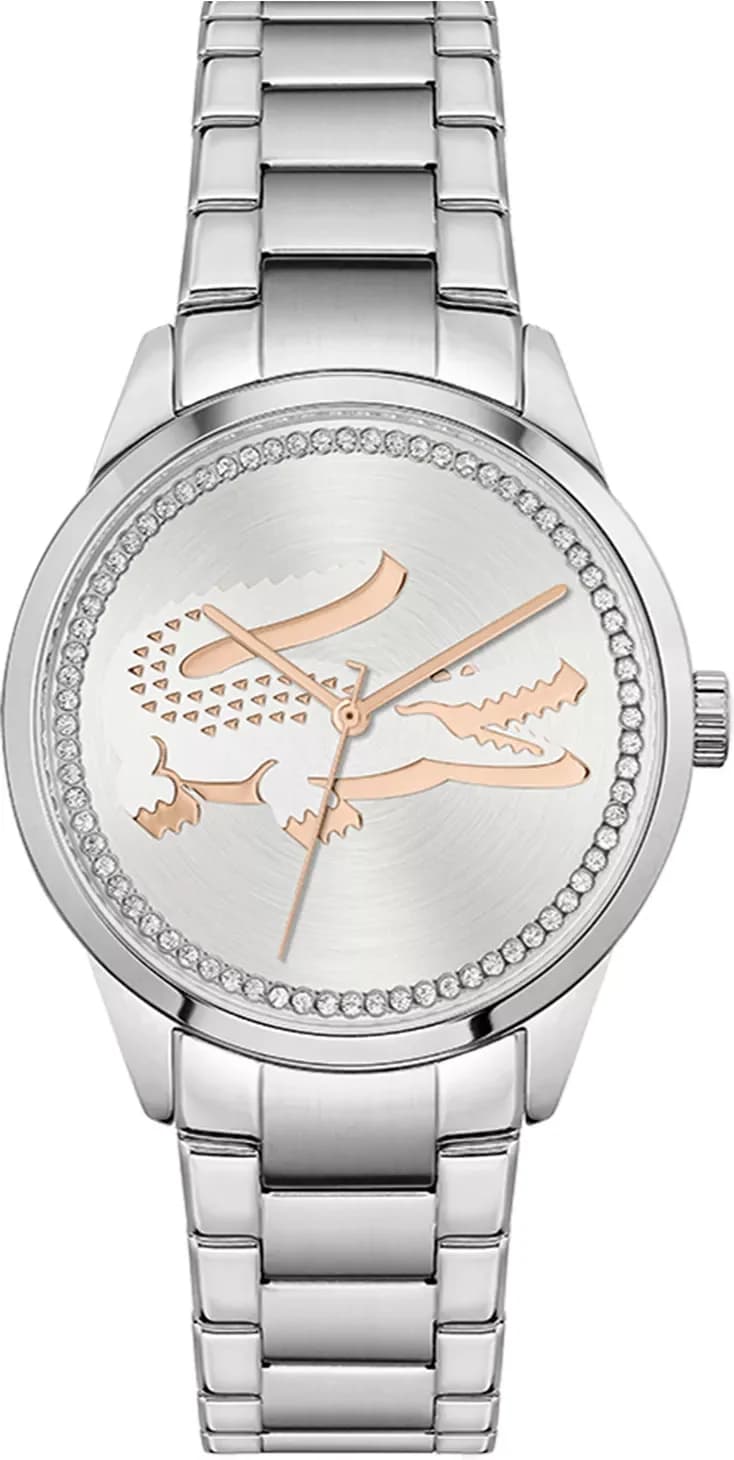 Lacoste 2001189 montre femme, cadran argenté incrusté de strass