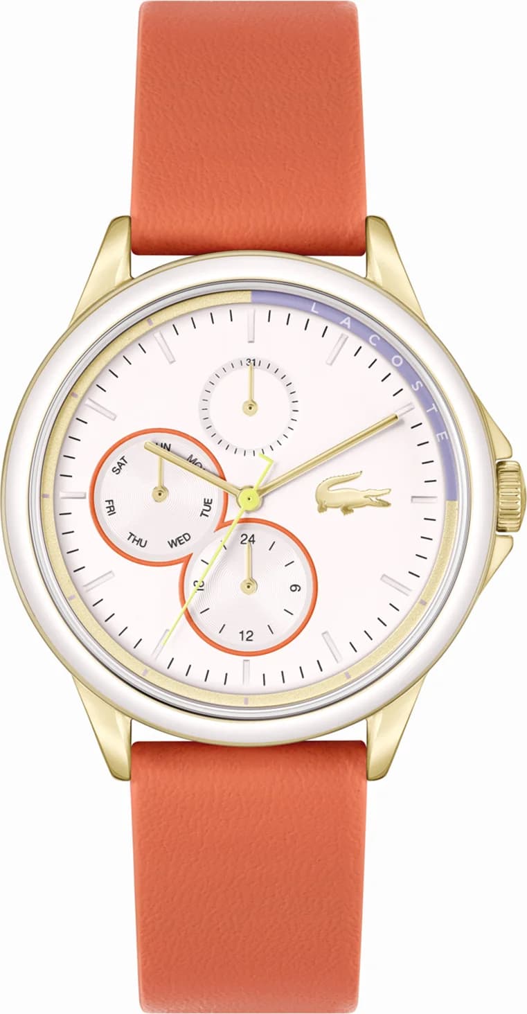 Lacoste 2001338 montre femme, cadran blanc, bracelet cuir orange