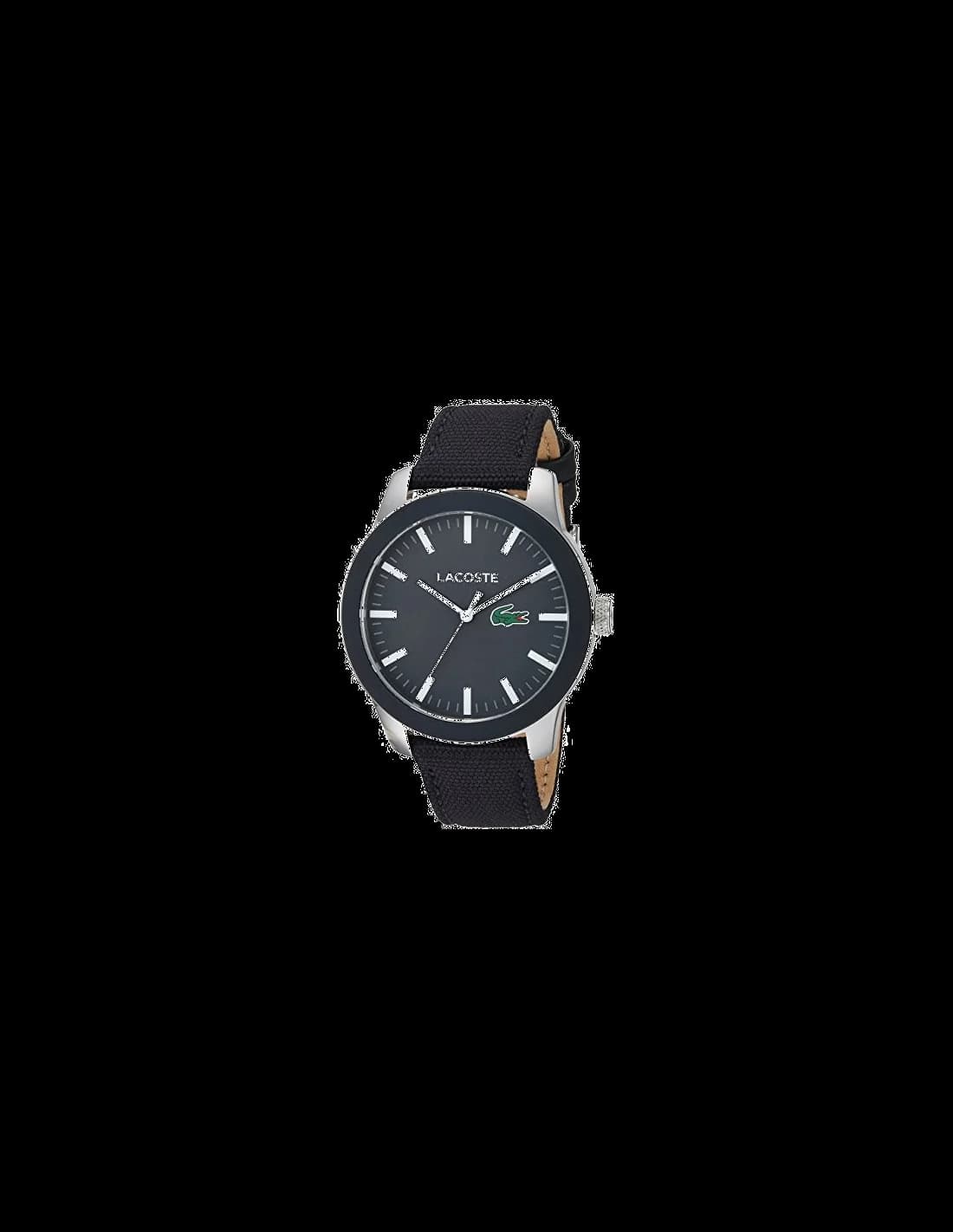 Lacoste 2010919 montre homme, cadran gris, bracelet nylon noir texture petit piqué