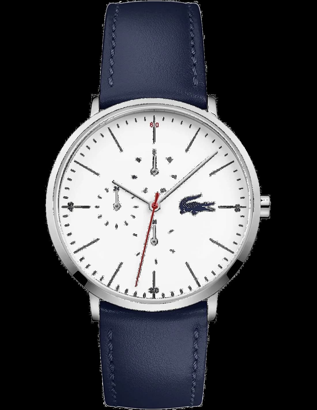 Lacoste 2010975 montre homme, cadran blanc multifonctions et bracelet cuir bleu