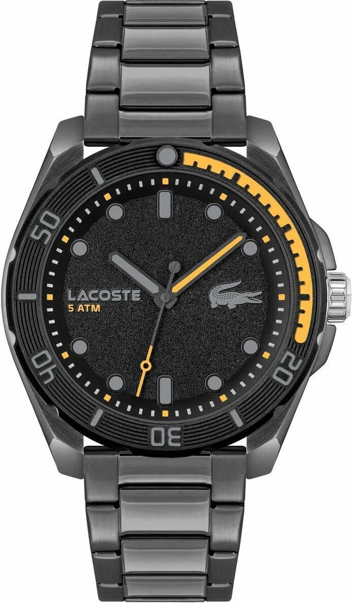 Lacoste 2011288 montre homme, cadran noir, bracelet acier gris
