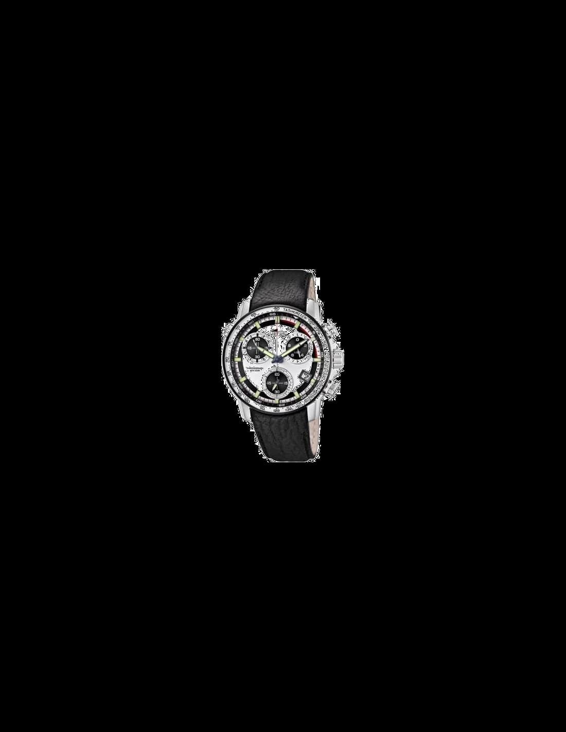 Lotus L10112/1 montre homme, cadran blanc minimaliste, bracelet cuir noir texturé