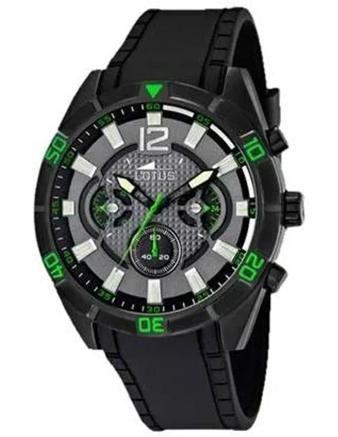 Lotus L10114/3 montre homme, cadran noir, bracelet silicone