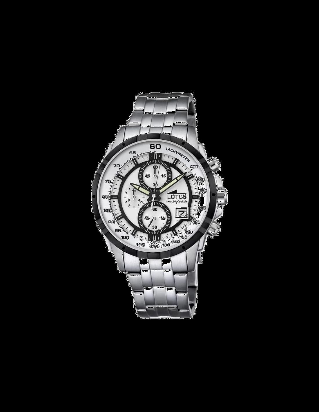 Lotus L10130/3 montre homme, cadran blanc, boîtier argent, acier brossé