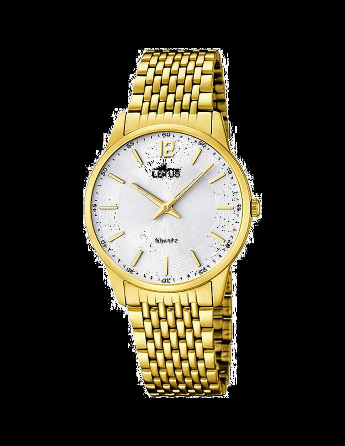 Lotus L15889/2 montre homme, cadran blanc sur bracelet acier or