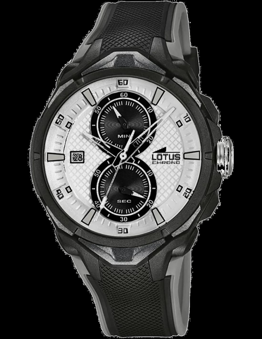 Lotus L18107/1 montre homme, cadran blanc, bracelet silicone noir