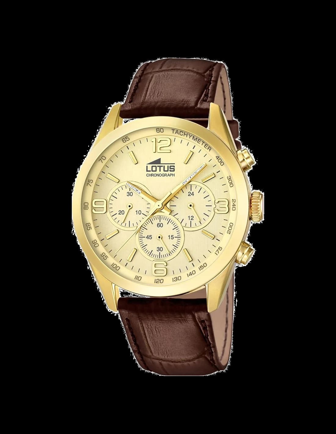 Lotus L18156/2 montre homme, doré avec bracelet en cuir marron