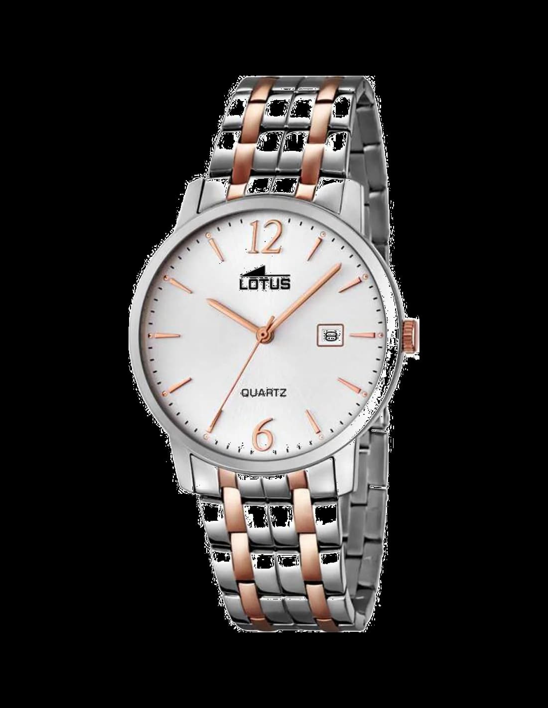 Lotus L18176/2 montre homme, cadran blanc sur bracelet acier argent