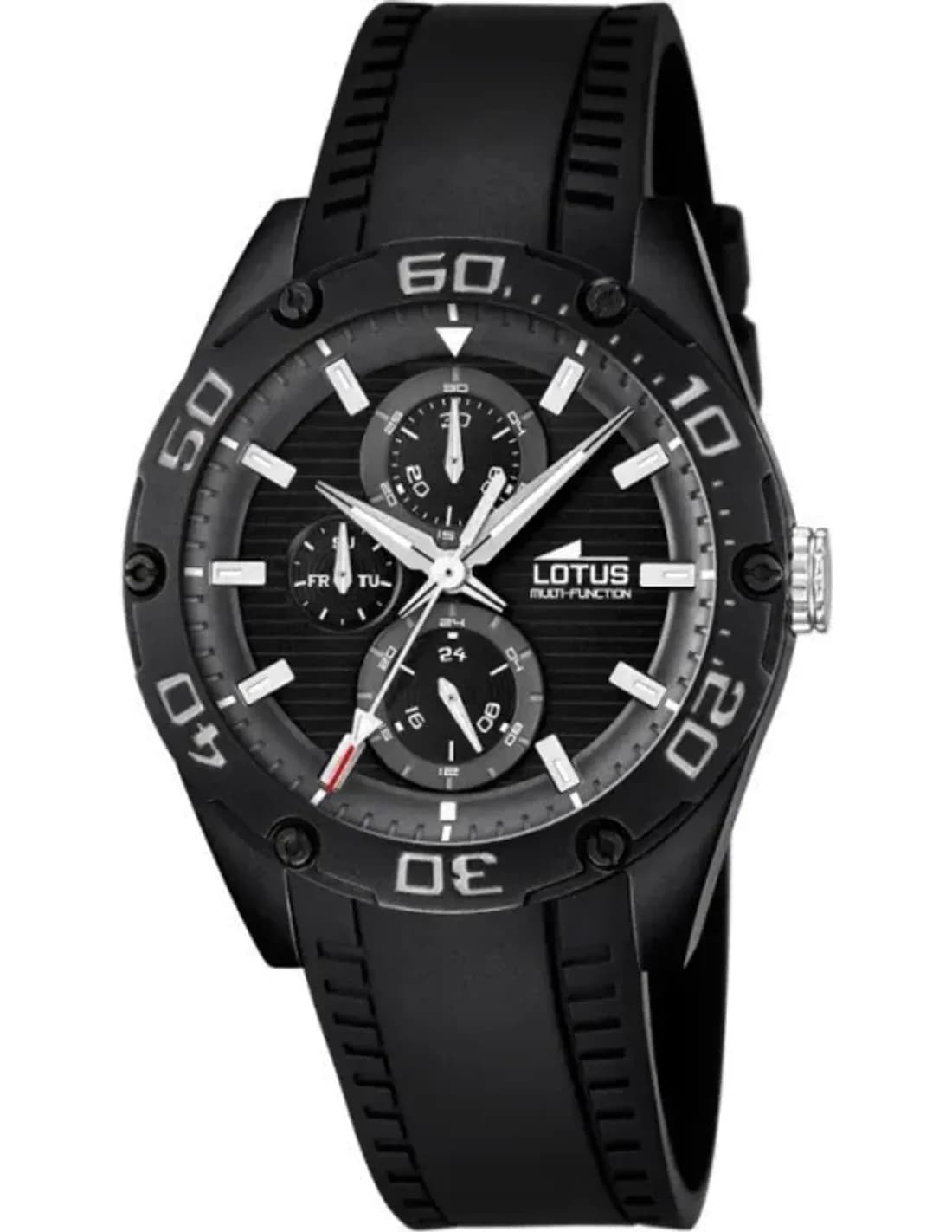 Lotus L18183/4 montre homme, cadran noir, bracelet silicone noir