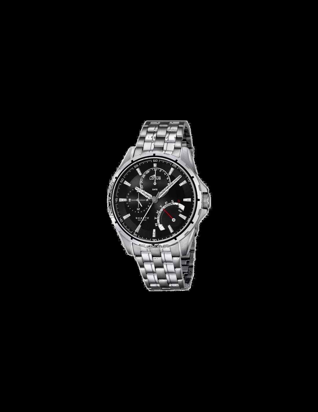 Lotus L18203/2 montre homme, cadran noir et bracelet acier argent