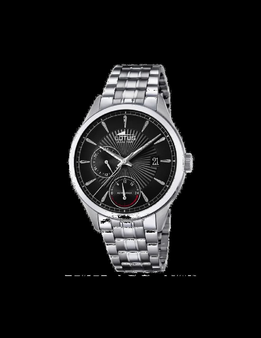 Lotus L18213/8 montre homme, cadran noir sur bracelet acier