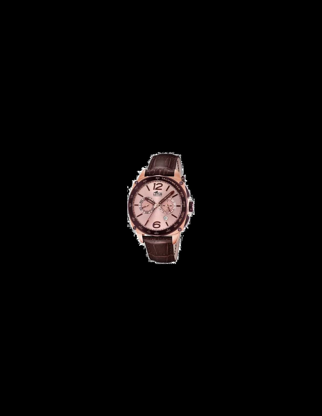 Lotus L18217/2 montre homme, cadran or rose et bracelet cuir marron