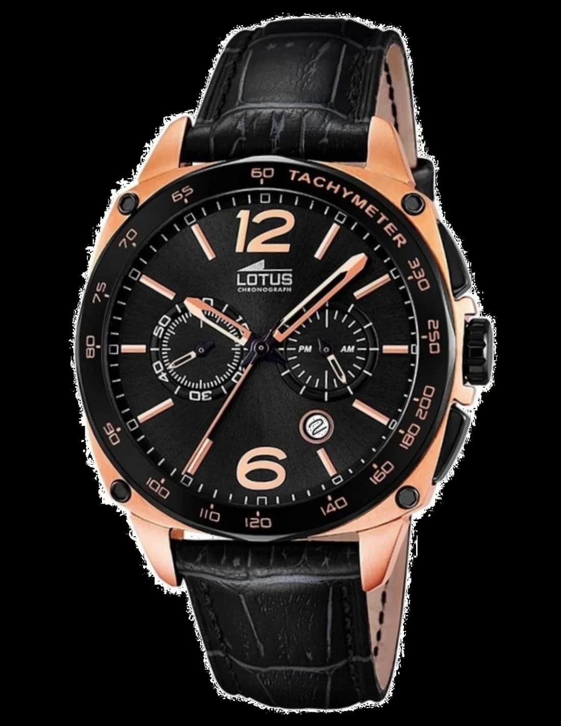 Lotus L18217/3 montre homme, cadran noir, bracelet cuir noir, moderne