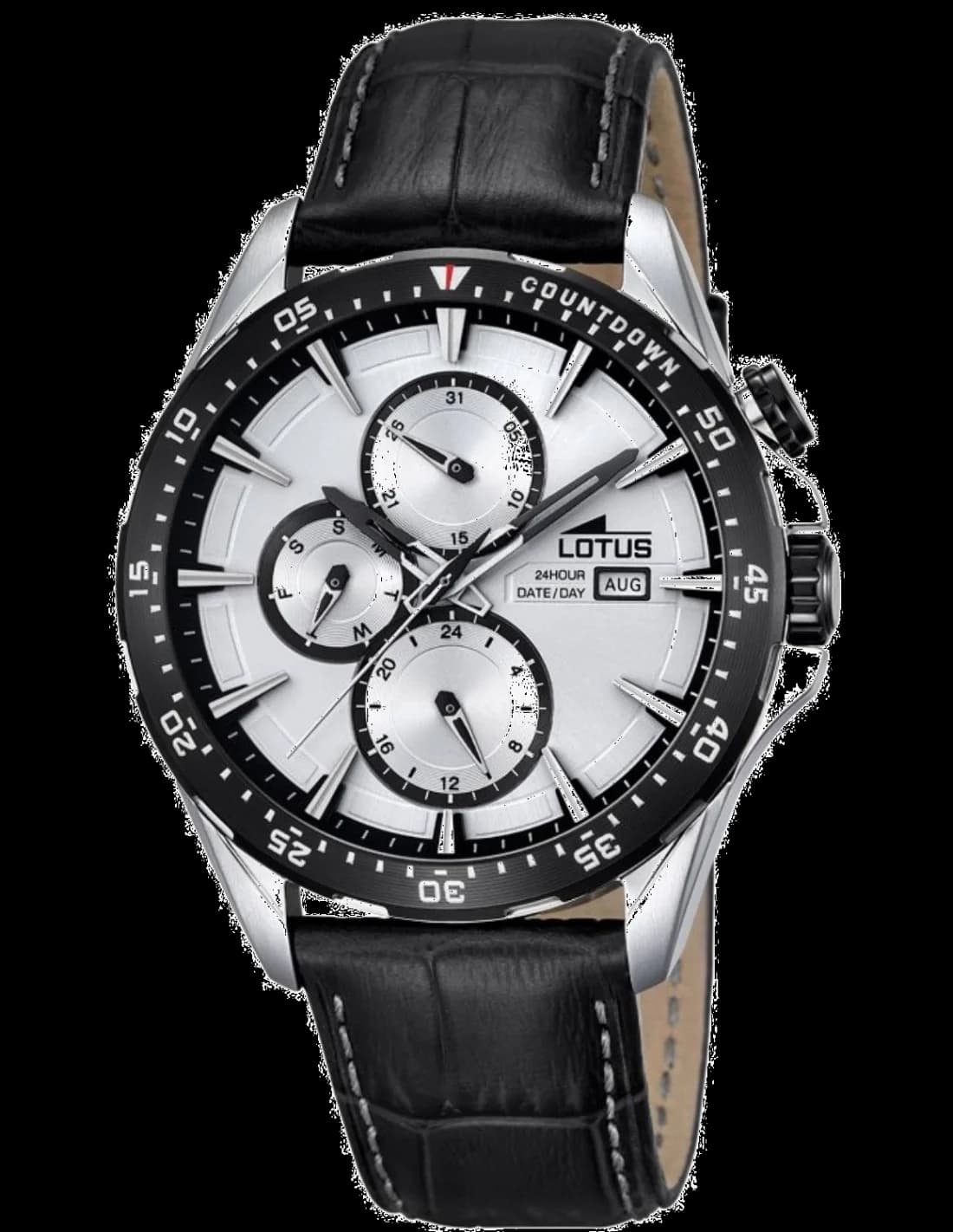 Lotus L18312/1 montre homme, blanche sur bracelet cuir noir