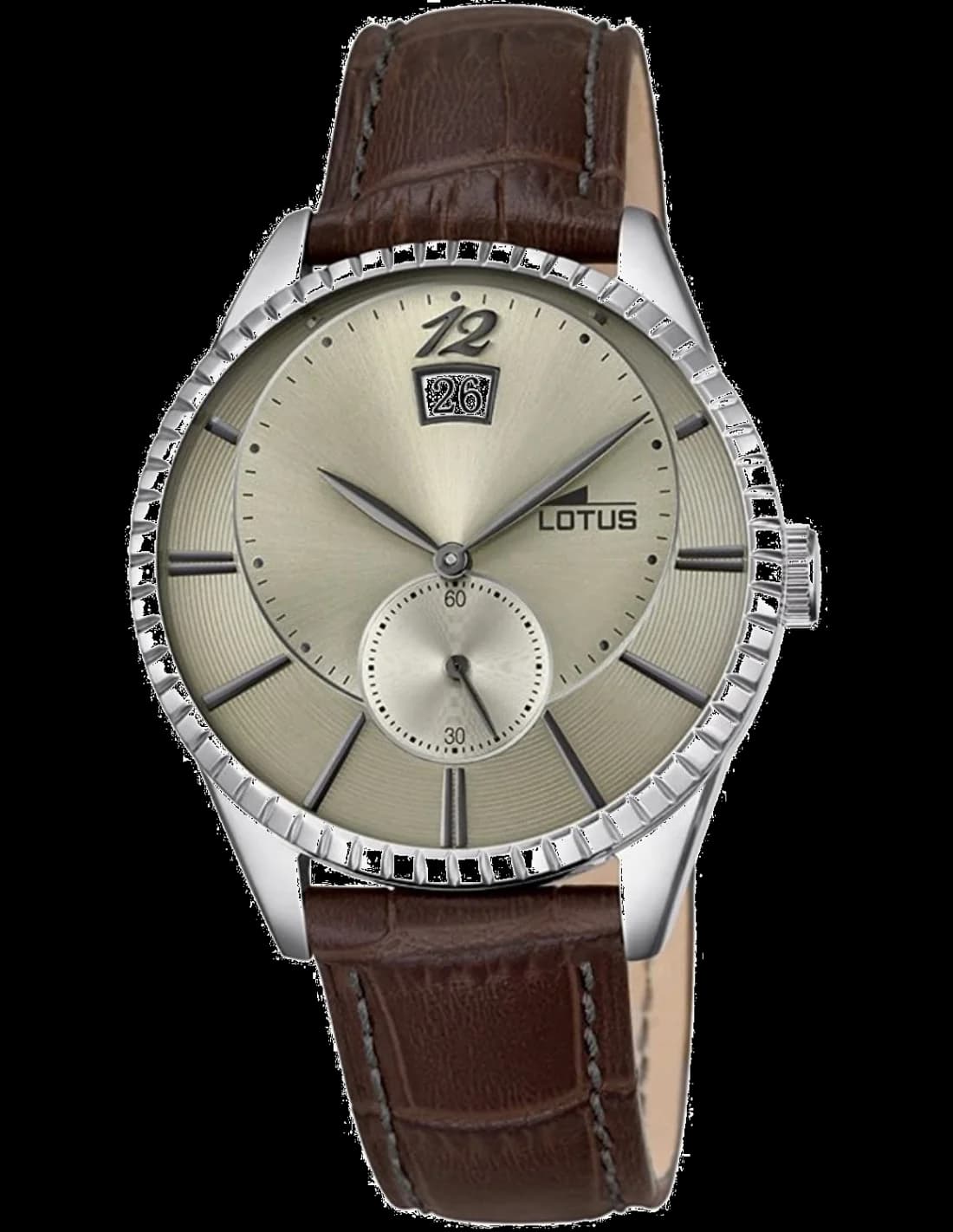 Lotus L18322/2 montre homme, cadran or, bracelet cuir marron